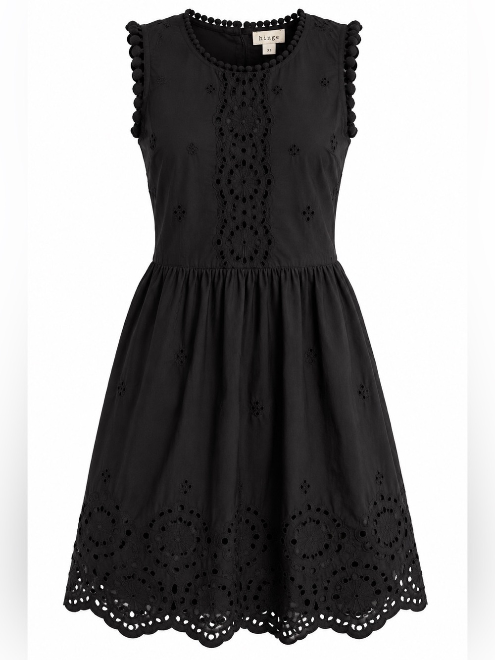 Hinge Eyelet Mini Dress in Black Size XS